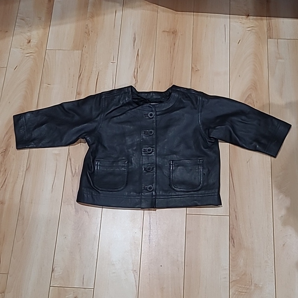 Gap genuine leather kids 12m black jacket